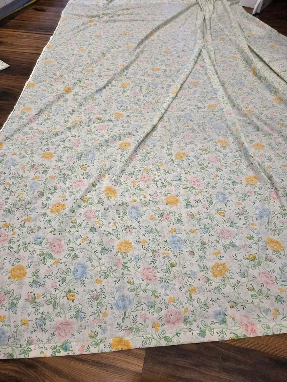 Vtg Shabby Chic Floral Flat Sheet & Pillowcase Set Cottagecore English Rose